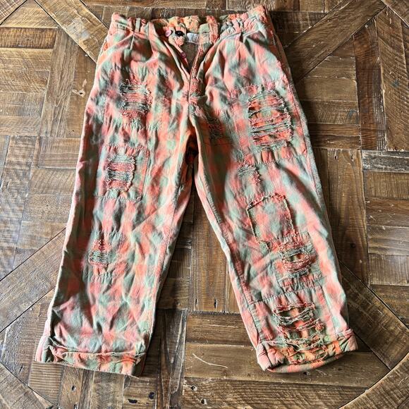 Woman's Magnolia Pearl Check Charmie Trousers Pants Orange Green One Size - Picture 1 of 9